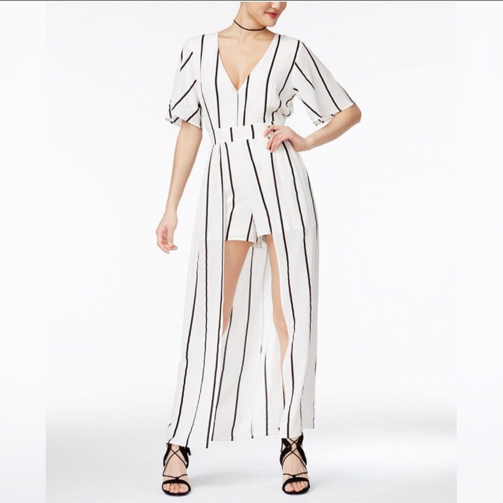 Navy Blue & White Overlay Romper